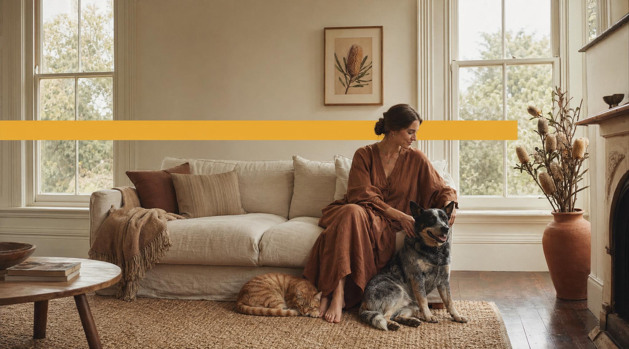 Australian pet care — a happy dog and cat at home